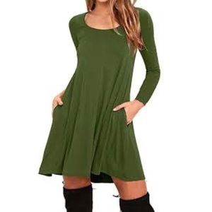 ⚡️Free Shipping!!Army Green long sleeve dress